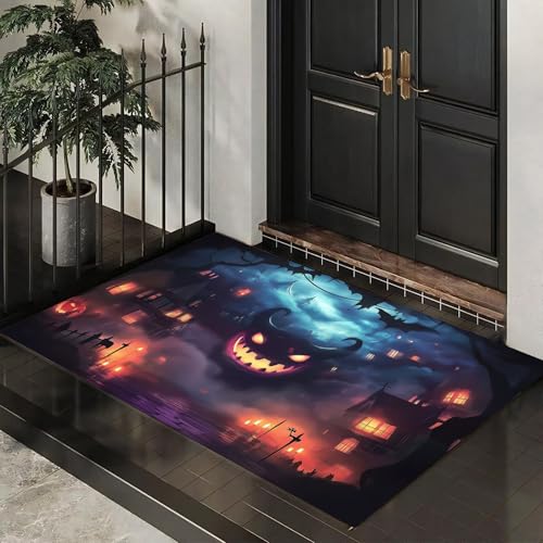 MLSOWM Schmutzfangmatte Innen 50 x 80 cm, Fußmatte Innen Halloween-Stadt, rutschfeste Fußmatte Horror-Spukhaus, Eingangsteppich, Sauberlaufmatte, Türmatte für Eingang, Haustür, Innen und Außen (Grau) MLSOWM Schmutzfangmatte Innen 50 x 80 cm, Fußmatte Innen Halloween-Stadt, rutschfeste Fußmatte Horror-Spukhaus, Eingangsteppich, Sauberlaufmatte, Türmatte für Eingang, Haustür, Innen und Außen (Grau) von MLSOWM