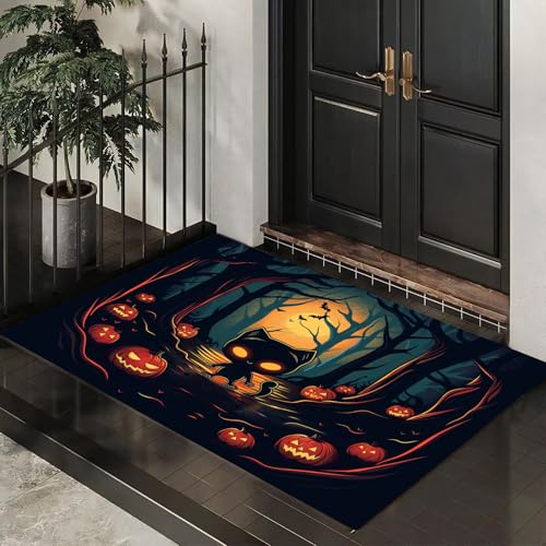 MLSOWM Schmutzfangmatte Innen 60 x 90 cm, Fußmatte Halloween-Wald, rutschfeste Fußmatte Karikatur, Schwarze Katze, Und, Kürbis, Eingangsteppich, Sauberlaufmatte, Türmatte für Eingang, Haustür (Braun) MLSOWM Schmutzfangmatte Innen 60 x 90 cm, Fußmatte Halloween-Wald, rutschfeste Fußmatte Karikatur, Schwarze Katze, Und, Kürbis, Eingangsteppich, Sauberlaufmatte, Türmatte für Eingang, Haustür (Braun) von MLSOWM