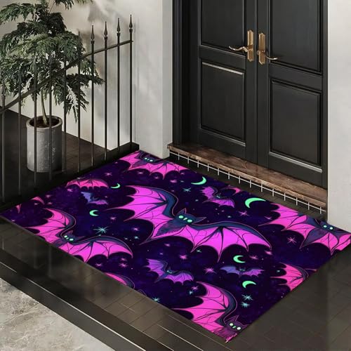 MLSOWM Schmutzfangmatte Innen Gotischer Stil Waschbarer Fussmatte Schläger Teppiche, Niedriger Flor, rutschfest, Weiche, Eingangstürmatte für Flur Eingangsbereich Küche,40 x 60 cm, Neon-Lila MLSOWM Schmutzfangmatte Innen Gotischer Stil Waschbarer Fussmatte Schläger Teppiche, Niedriger Flor, rutschfest, Weiche, Eingangstürmatte für Flur Eingangsbereich Küche,40 x 60 cm, Neon-Lila von MLSOWM