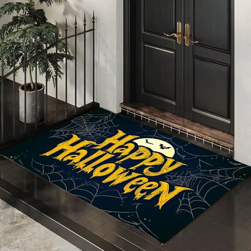 MLSOWM Schmutzfangmatte Innen Halloween-Party Waschbarer Fussmatte Spinnennetze Fledermäuse Teppiche, Niedriger Flor, rutschfest Eingangstürmatte für Flur Eingangsbereich Küche,40 x 60 cm, Marineblau MLSOWM Schmutzfangmatte Innen Halloween-Party Waschbarer Fussmatte Spinnennetze Fledermäuse Teppiche, Niedriger Flor, rutschfest Eingangstürmatte für Flur Eingangsbereich Küche,40 x 60 cm, Marineblau von MLSOWM