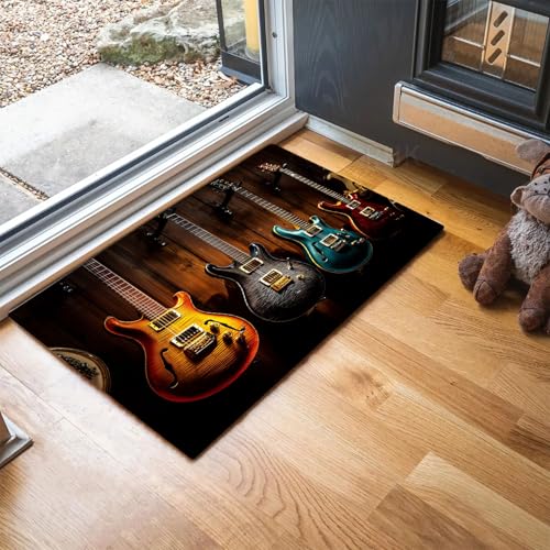 MLSOWM Schmutzfangmatte Innen Landhausstil Waschbarer Fussmatte Holzkorpus Teppiche, Niedriger Flor, rutschfest, Weiche, Eingangstürmatte für Flur Eingangsbereich Küche,60 x 90 cm, Braun von MLSOWM