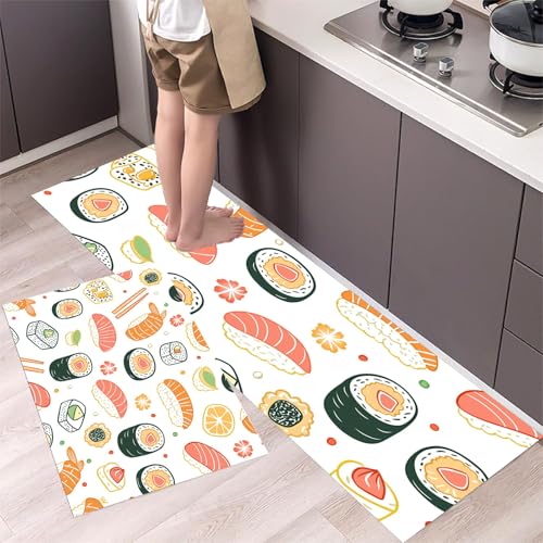 MLSOWM Teppich Läufer für Küche 43x75cm+43x120cm Küchenteppich Süßes Sushi Teppichläufer Waschbar rutschfest Cartoon-Essen Küchenläufer für Flur, Eingangsbereich, Esszimmer, Rosa MLSOWM Teppich Läufer für Küche 43x75cm+43x120cm Küchenteppich Süßes Sushi Teppichläufer Waschbar rutschfest Cartoon-Essen Küchenläufer für Flur, Eingangsbereich, Esszimmer, Rosa von MLSOWM