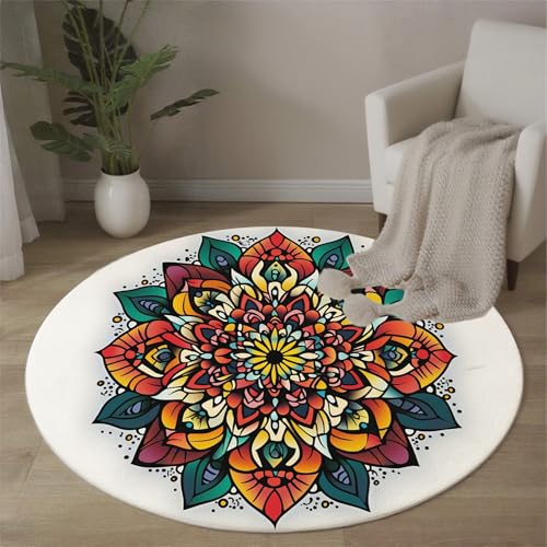MLSOWM Traditioneller Stil Runde Teppiche Geometrisches Mandala Runder Teppiche Dünner großer Teppich für Schlafzimmer Wohnzimmer Esszimmer Terrasseneingang 200 cm, Dunkelgrün MLSOWM Traditioneller Stil Runde Teppiche Geometrisches Mandala Runder Teppiche Dünner großer Teppich für Schlafzimmer Wohnzimmer Esszimmer Terrasseneingang 200 cm, Dunkelgrün von MLSOWM