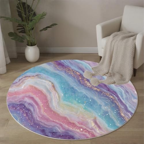 MLSOWM Traummarmor Teppich Rund, 200 cm Kurzflor Waschbar Rutschfester Farbwirbel Teppiche Wohnzimmerteppich Flauschig Weich Runder Teppich für Schlafzimmer, Wohnzimmer, Hellblau MLSOWM Traummarmor Teppich Rund, 200 cm Kurzflor Waschbar Rutschfester Farbwirbel Teppiche Wohnzimmerteppich Flauschig Weich Runder Teppich für Schlafzimmer, Wohnzimmer, Hellblau von MLSOWM