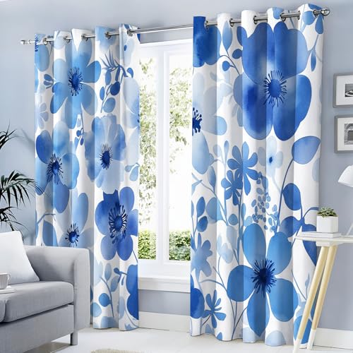 MLSOWM Verdunklungsvorhänge Aquarellblumen Vorhänge Blickdicht 2er Set Retro-Blumen Gardinen Indigo Thermovorhang Vorhänge mit Ösen Wohnzimmer Schlafzimmer, H160 x B140 cm MLSOWM Verdunklungsvorhänge Aquarellblumen Vorhänge Blickdicht 2er Set Retro-Blumen Gardinen Indigo Thermovorhang Vorhänge mit Ösen Wohnzimmer Schlafzimmer, H160 x B140 cm von MLSOWM