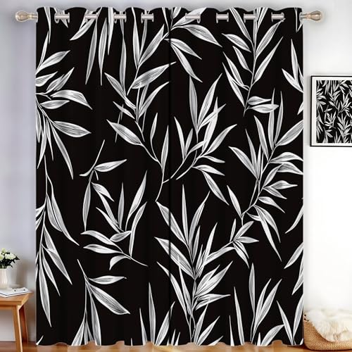 MLSOWM Verdunklungsvorhänge Bambuszweige und Blätter Vorhänge Blickdicht 2er Set Linienblätter Gardinen Schwarz Thermovorhang Vorhänge mit Ösen Wohnzimmer Schlafzimmer, H200 x B140 cm MLSOWM Verdunklungsvorhänge Bambuszweige und Blätter Vorhänge Blickdicht 2er Set Linienblätter Gardinen Schwarz Thermovorhang Vorhänge mit Ösen Wohnzimmer Schlafzimmer, H200 x B140 cm von MLSOWM