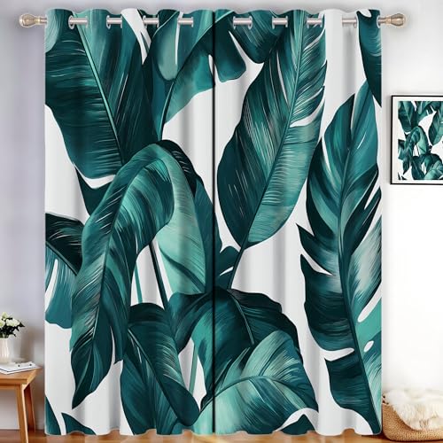 MLSOWM Verdunklungsvorhänge Bananenblätter Vorhänge Blickdicht 2er Set Tropischer Baum Gardinen Türkis Thermovorhang Vorhänge mit Ösen Wohnzimmer Schlafzimmer, H160 x B140 cm MLSOWM Verdunklungsvorhänge Bananenblätter Vorhänge Blickdicht 2er Set Tropischer Baum Gardinen Türkis Thermovorhang Vorhänge mit Ösen Wohnzimmer Schlafzimmer, H160 x B140 cm von MLSOWM