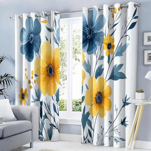 MLSOWM Verdunklungsvorhänge Blaue Blumen Vorhänge Blickdicht 2er Set Aquarellillustration Gardinen Grau Blau Thermovorhang Vorhänge mit Ösen Wohnzimmer Schlafzimmer, H138 x B117 cm MLSOWM Verdunklungsvorhänge Blaue Blumen Vorhänge Blickdicht 2er Set Aquarellillustration Gardinen Grau Blau Thermovorhang Vorhänge mit Ösen Wohnzimmer Schlafzimmer, H138 x B117 cm von MLSOWM