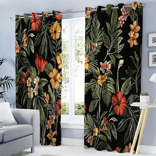 MLSOWM Verdunklungsvorhänge Exotische Blumen Vorhänge Blickdicht 2er Set Jungle Punk Gardinen Dunkelgrün Thermovorhang Vorhänge mit Ösen Wohnzimmer Schlafzimmer, H200 x B140 cm MLSOWM Verdunklungsvorhänge Exotische Blumen Vorhänge Blickdicht 2er Set Jungle Punk Gardinen Dunkelgrün Thermovorhang Vorhänge mit Ösen Wohnzimmer Schlafzimmer, H200 x B140 cm von MLSOWM