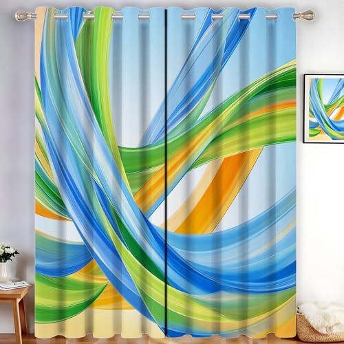 MLSOWM Verdunklungsvorhänge Farbige Bänder Vorhänge Blickdicht 2er Set Abstrakte Wellen Gardinen Blau Thermovorhang Vorhänge mit Ösen Wohnzimmer Schlafzimmer, H245 x B140 cm MLSOWM Verdunklungsvorhänge Farbige Bänder Vorhänge Blickdicht 2er Set Abstrakte Wellen Gardinen Blau Thermovorhang Vorhänge mit Ösen Wohnzimmer Schlafzimmer, H245 x B140 cm von MLSOWM