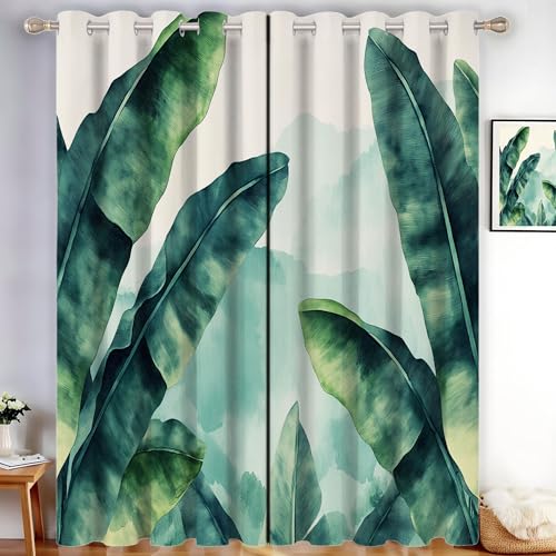 MLSOWM Verdunklungsvorhänge Große Bananenblätter Vorhänge Blickdicht 2er Set Tropische Berge Gardinen Grün Thermovorhang Vorhänge mit Ösen Wohnzimmer Schlafzimmer, H200 x B140 cm MLSOWM Verdunklungsvorhänge Große Bananenblätter Vorhänge Blickdicht 2er Set Tropische Berge Gardinen Grün Thermovorhang Vorhänge mit Ösen Wohnzimmer Schlafzimmer, H200 x B140 cm von MLSOWM