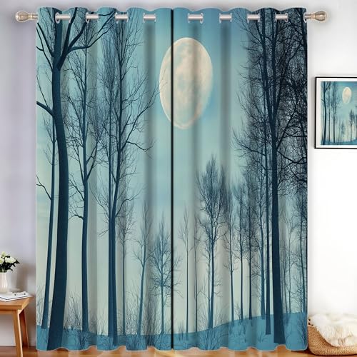MLSOWM Verdunklungsvorhänge Hohe Bäume Vorhänge Blickdicht 2er Set Wald Nachthimmel Gardinen Dunstblau Thermovorhang Vorhänge mit Ösen Wohnzimmer Schlafzimmer, H245 x B140 cm MLSOWM Verdunklungsvorhänge Hohe Bäume Vorhänge Blickdicht 2er Set Wald Nachthimmel Gardinen Dunstblau Thermovorhang Vorhänge mit Ösen Wohnzimmer Schlafzimmer, H245 x B140 cm von MLSOWM