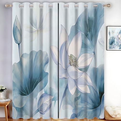MLSOWM Verdunklungsvorhänge Lotus Vorhänge Blickdicht 2er Set Aquarellblumen Gardinen Blaugrau Thermovorhang Vorhänge mit Ösen Wohnzimmer Schlafzimmer, H245 x B140 cm MLSOWM Verdunklungsvorhänge Lotus Vorhänge Blickdicht 2er Set Aquarellblumen Gardinen Blaugrau Thermovorhang Vorhänge mit Ösen Wohnzimmer Schlafzimmer, H245 x B140 cm von MLSOWM