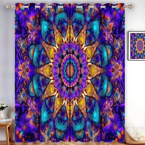 MLSOWM Verdunklungsvorhänge Mandala-Muster Vorhänge Blickdicht 2er Set Abstraktes Kaleidoskop GardinenLila Thermovorhang Vorhänge mit Ösen Wohnzimmer Schlafzimmer, H200 x B140 cm MLSOWM Verdunklungsvorhänge Mandala-Muster Vorhänge Blickdicht 2er Set Abstraktes Kaleidoskop GardinenLila Thermovorhang Vorhänge mit Ösen Wohnzimmer Schlafzimmer, H200 x B140 cm von MLSOWM