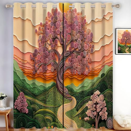 MLSOWM Verdunklungsvorhänge Sakura-Baum aus Papier Vorhänge Blickdicht 2er Set Grüne Hügel Gardinen Grün Thermovorhang Vorhänge mit Ösen Wohnzimmer Schlafzimmer, H160 x B140 cm MLSOWM Verdunklungsvorhänge Sakura-Baum aus Papier Vorhänge Blickdicht 2er Set Grüne Hügel Gardinen Grün Thermovorhang Vorhänge mit Ösen Wohnzimmer Schlafzimmer, H160 x B140 cm von MLSOWM