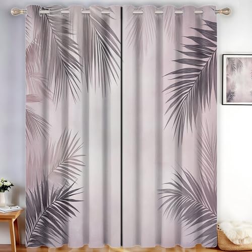 MLSOWM Verdunklungsvorhänge Trockene Palmblätter Vorhänge Blickdicht 2er Set Bohème-Stil Gardinen Grau Rosa Thermovorhang Vorhänge mit Ösen Wohnzimmer Schlafzimmer, H200 x B140 cm MLSOWM Verdunklungsvorhänge Trockene Palmblätter Vorhänge Blickdicht 2er Set Bohème-Stil Gardinen Grau Rosa Thermovorhang Vorhänge mit Ösen Wohnzimmer Schlafzimmer, H200 x B140 cm von MLSOWM