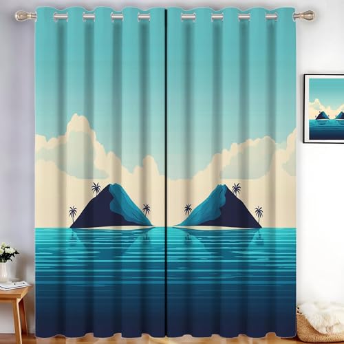 MLSOWM Verdunklungsvorhänge Tropische Inseln Vorhänge Blickdicht 2er Set Retro Ocean Gardinen Blau Thermovorhang Vorhänge mit Ösen Wohnzimmer Schlafzimmer, H245 x B140 cm MLSOWM Verdunklungsvorhänge Tropische Inseln Vorhänge Blickdicht 2er Set Retro Ocean Gardinen Blau Thermovorhang Vorhänge mit Ösen Wohnzimmer Schlafzimmer, H245 x B140 cm von MLSOWM