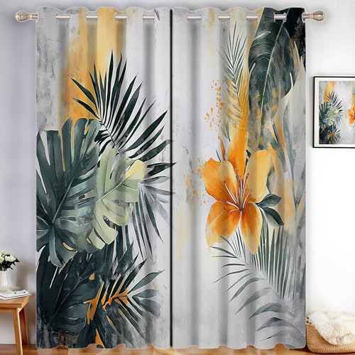 MLSOWM Verdunklungsvorhänge Tropischer Dschungel Vorhänge Blickdicht 2er Set Abstrakte Malerei Gardinen Grau Thermovorhang Vorhänge mit Ösen Wohnzimmer Schlafzimmer, H200 x B140 cm MLSOWM Verdunklungsvorhänge Tropischer Dschungel Vorhänge Blickdicht 2er Set Abstrakte Malerei Gardinen Grau Thermovorhang Vorhänge mit Ösen Wohnzimmer Schlafzimmer, H200 x B140 cm von MLSOWM