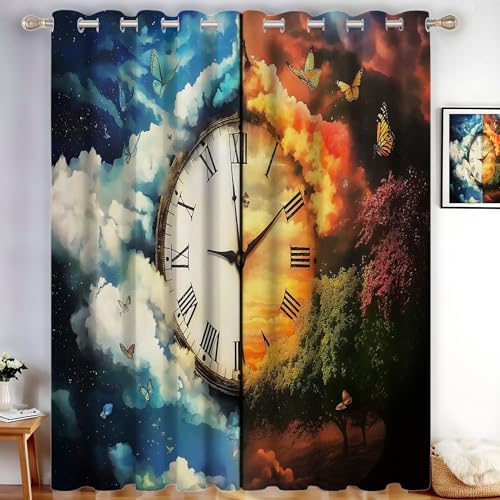 MLSOWM Verdunklungsvorhänge Uhren Vorhänge Blickdicht 2er Set Tag und Nacht Gardinen Blau Thermovorhang Vorhänge mit Ösen Wohnzimmer Schlafzimmer, H245 x B140 cm MLSOWM Verdunklungsvorhänge Uhren Vorhänge Blickdicht 2er Set Tag und Nacht Gardinen Blau Thermovorhang Vorhänge mit Ösen Wohnzimmer Schlafzimmer, H245 x B140 cm von MLSOWM