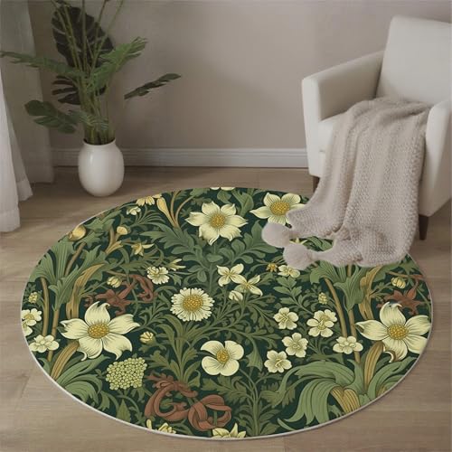 MLSOWM Viktorianischer Stil Teppich Rund 120 cm rutschfest Teppiche Frühlingsblumen Waschbar Rund Teppiche Kurzflor Runder Teppich for Wohnzimmer Schlafzimmer Studie Heimbüro, Salbeigrün MLSOWM Viktorianischer Stil Teppich Rund 120 cm rutschfest Teppiche Frühlingsblumen Waschbar Rund Teppiche Kurzflor Runder Teppich for Wohnzimmer Schlafzimmer Studie Heimbüro, Salbeigrün von MLSOWM