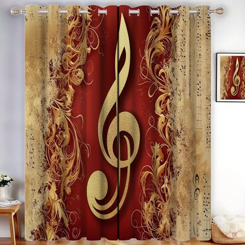 MLSOWM Vorhang Blickdicht Goldene Note, Thermovorhang 2er Set H245 x B140 cm Verdunklungsvorhänge Musikthema Gardinen mit Ösen für Schlafzimmer Wohnzimmer, Blau MLSOWM Vorhang Blickdicht Goldene Note, Thermovorhang 2er Set H245 x B140 cm Verdunklungsvorhänge Musikthema Gardinen mit Ösen für Schlafzimmer Wohnzimmer, Blau von MLSOWM