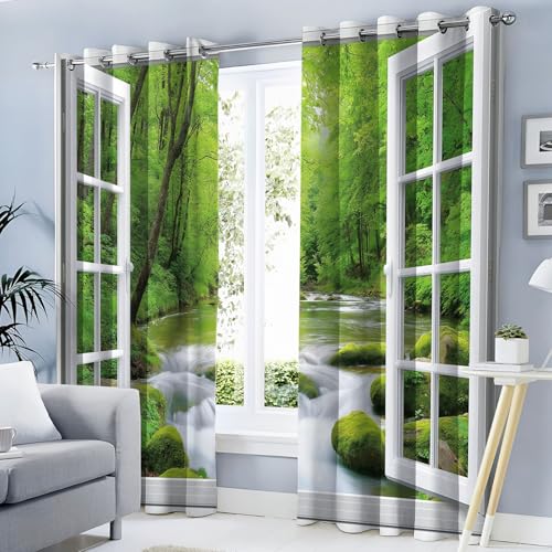 MLSOWM Vorhang Blickdicht Grüner Wald, Thermovorhang 2er Set H245 x B140 cm Verdunklungsvorhänge 3D-Fenster Gardinen mit Ösen für Schlafzimmer Wohnzimmer, Orange Farbe MLSOWM Vorhang Blickdicht Grüner Wald, Thermovorhang 2er Set H245 x B140 cm Verdunklungsvorhänge 3D-Fenster Gardinen mit Ösen für Schlafzimmer Wohnzimmer, Orange Farbe von MLSOWM