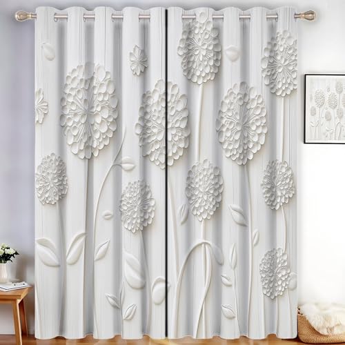 MLSOWM Vorhang Blickdicht Löwenzahn und Allium, Thermovorhang 2er Set H138 x B117 cm Verdunklungsvorhänge 3D Blumen Gardinen mit Ösen für Schlafzimmer Wohnzimmer, Anthrazitgrau MLSOWM Vorhang Blickdicht Löwenzahn und Allium, Thermovorhang 2er Set H138 x B117 cm Verdunklungsvorhänge 3D Blumen Gardinen mit Ösen für Schlafzimmer Wohnzimmer, Anthrazitgrau von MLSOWM