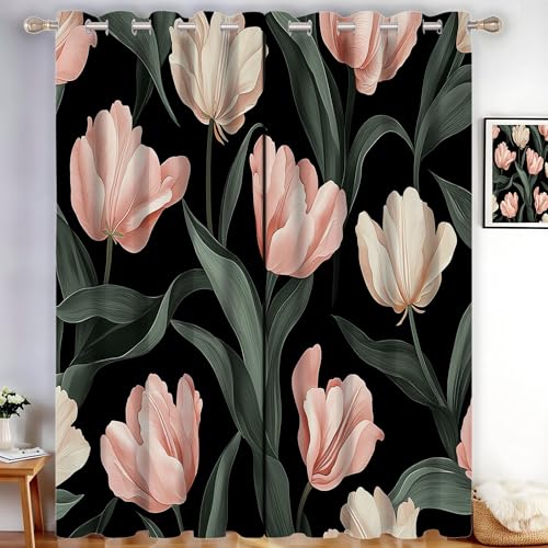 MLSOWM Vorhang Blickdicht Tulpe, Thermovorhang 2er Set H245 x B140 cm Verdunklungsvorhänge Retro-Blumen Gardinen mit Ösen für Schlafzimmer Wohnzimmer, Grün MLSOWM Vorhang Blickdicht Tulpe, Thermovorhang 2er Set H245 x B140 cm Verdunklungsvorhänge Retro-Blumen Gardinen mit Ösen für Schlafzimmer Wohnzimmer, Grün von MLSOWM