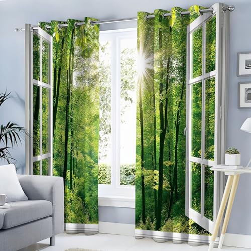MLSOWM Vorhang Blickdicht Waldlandschaft, Thermovorhang 2er Set H160 x B140 cm Verdunklungsvorhänge 3D-Fensteransicht Gardinen mit Ösen für Schlafzimmer Wohnzimmer, Blau MLSOWM Vorhang Blickdicht Waldlandschaft, Thermovorhang 2er Set H160 x B140 cm Verdunklungsvorhänge 3D-Fensteransicht Gardinen mit Ösen für Schlafzimmer Wohnzimmer, Blau von MLSOWM