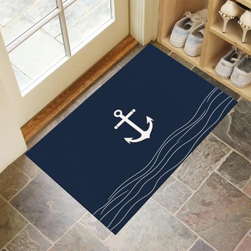 MLSOWM Waschbare Fußabtreter 50 x 80 cm Innen & Außen Nautisches Logo Schmutzfangmatte Ankersymbol Rutschfester Fussabtreter, Dünne Türmatte Eingangsteppich für Flur, Eingang, Haustür, Marineblau MLSOWM Waschbare Fußabtreter 50 x 80 cm Innen & Außen Nautisches Logo Schmutzfangmatte Ankersymbol Rutschfester Fussabtreter, Dünne Türmatte Eingangsteppich für Flur, Eingang, Haustür, Marineblau von MLSOWM