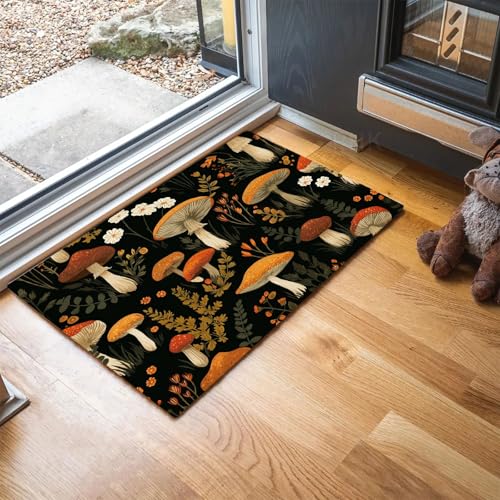 Schmutzfangmatte 60 x 120 cm, Pilze Und Blätter Fussmatte Innen rutschfeste & Waschbar Pastoralstil Fußmatte mit Wasserabsorbierend Sauberlaufmatte für Haustür, Flur und Eingangsbereich - Salbeigrün Schmutzfangmatte 60 x 120 cm, Pilze Und Blätter Fussmatte Innen rutschfeste & Waschbar Pastoralstil Fußmatte mit Wasserabsorbierend Sauberlaufmatte für Haustür, Flur und Eingangsbereich - Salbeigrün von MLSOWM