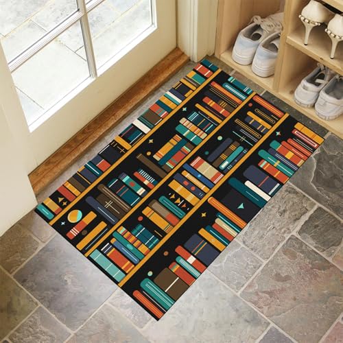 Schmutzfangmatte 80 x 120 cm, Retro-Bücherregal Fussmatte Innen rutschfeste & Waschbar Mid-Century Modern Fußmatte Sauberlaufmatte für Haustür, Flur und Eingangsbereich - Braun Schmutzfangmatte 80 x 120 cm, Retro-Bücherregal Fussmatte Innen rutschfeste & Waschbar Mid-Century Modern Fußmatte Sauberlaufmatte für Haustür, Flur und Eingangsbereich - Braun von MLSOWM