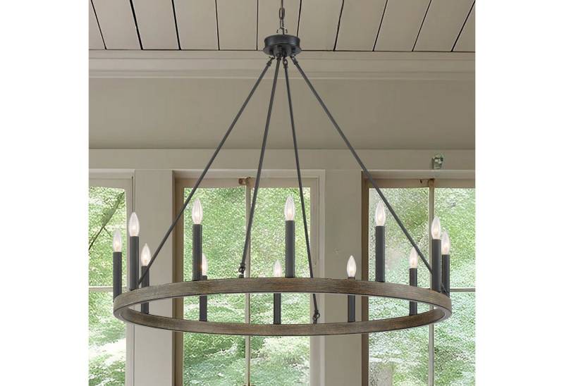 MLT&RIDDLE Kronleuchter Eleganter Wagenrad-Kronleuchter mit 12 Kerzen, ohne Leuchtmittel von MLT&RIDDLE
