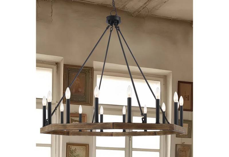 MLT&RIDDLE Kronleuchter Eleganter Wagenrad-Kronleuchter mit 16 Kerzen, ohne Leuchtmittel von MLT&RIDDLE