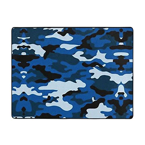 MLTRFGJ Flanell-Fußmatte, saugfähig und langlebig, für verschiedene Anlässe geeignet, Blau mit Camouflage-Muster von MLTRFGJ