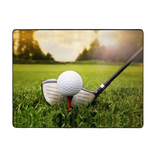 MLTRFGJ Golfball-bedruckte Flanell-Bodenmatte, saugfähig und langlebig, geeignet für verschiedene Anlässe von MLTRFGJ