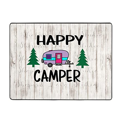 MLTRFGJ Happy Camper bedruckte Flanell-Bodenmatte, saugfähig und langlebig, geeignet für verschiedene Anlässe von MLTRFGJ