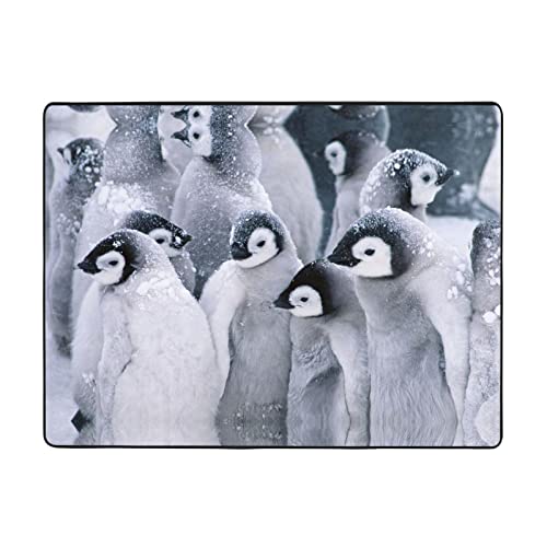 MLTRFGJ Niedliche Pinguin-bedruckte Flanell-Bodenmatte, saugfähig und langlebig, geeignet für verschiedene Anlässe von MLTRFGJ