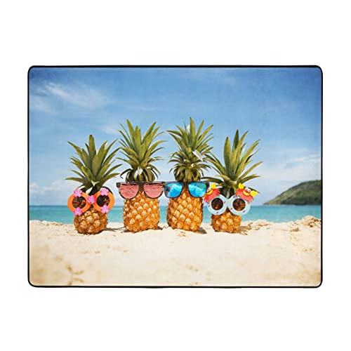 MLTRFGJ Ocean Beach Ananas bedruckte Flanell-Bodenmatte, saugfähig und langlebig, geeignet für verschiedene Anlässe von MLTRFGJ