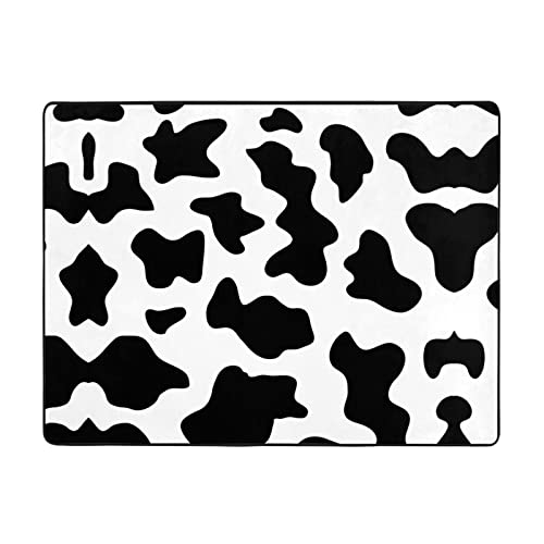 MLTRFGJ Schwarze und weiße Fußmatte mit Kuh-Druck, Flanell, saugfähig und langlebig, geeignet für verschiedene Anlässe von MLTRFGJ