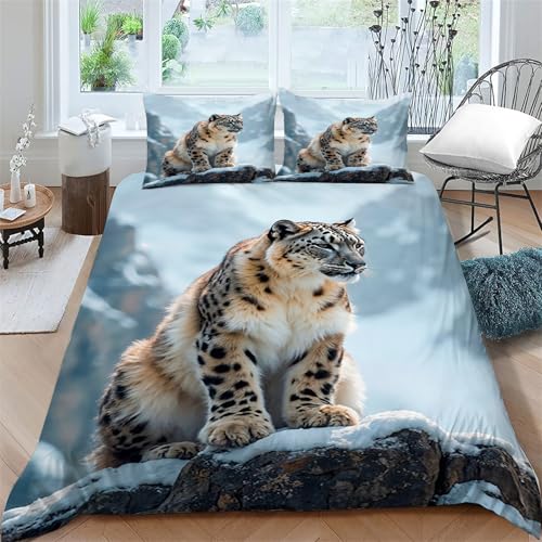 MLUNKQAIL BettwäSche 135x200 Schneeleopard Bettbezug Set 3 Teilig Tier Flauschig BettbezüGe und 2 Kissenbezug 80x80, Allergiker BettwäSche-Sets Weiche Microfaser mit ReißVerschluss MLUNKQAIL BettwäSche 135x200 Schneeleopard Bettbezug Set 3 Teilig Tier Flauschig BettbezüGe und 2 Kissenbezug 80x80, Allergiker BettwäSche-Sets Weiche Microfaser mit ReißVerschluss von MLUNKQAIL