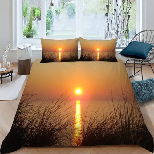 MLUNKQAIL BettwäSche 135x200 Sonnenuntergang Bettbezug Set 3 Teilig Wassergras Flauschig BettbezüGe und 2 Kissenbezug 80x80, Allergiker BettwäSche-Sets Weiche Microfaser mit ReißVerschluss MLUNKQAIL BettwäSche 135x200 Sonnenuntergang Bettbezug Set 3 Teilig Wassergras Flauschig BettbezüGe und 2 Kissenbezug 80x80, Allergiker BettwäSche-Sets Weiche Microfaser mit ReißVerschluss von MLUNKQAIL