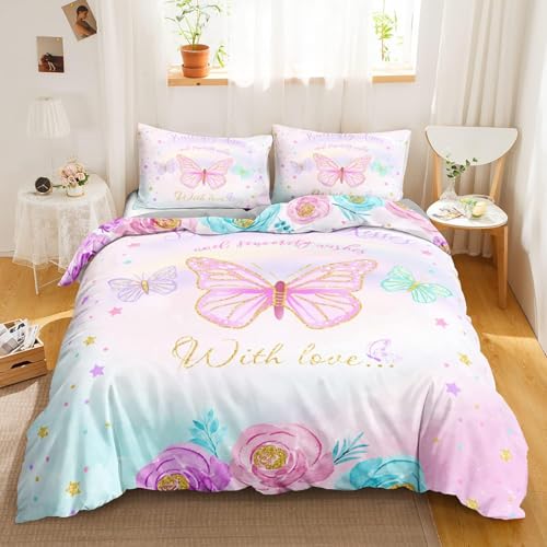MLUNKQAIL BettwäSche 200x200 Schmetterling Bettbezug Set 3 Teilig Blumen Flauschig BettbezüGe und 2 Kissenbezug 80x80, Allergiker BettwäSche-Sets Weiche Microfaser mit ReißVerschluss MLUNKQAIL BettwäSche 200x200 Schmetterling Bettbezug Set 3 Teilig Blumen Flauschig BettbezüGe und 2 Kissenbezug 80x80, Allergiker BettwäSche-Sets Weiche Microfaser mit ReißVerschluss von MLUNKQAIL