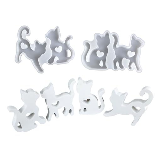 2 Stücke Lieben Herzkatzen Robuste Silikonformen Tragbare Dekoration Für Die Herstellung Von Vorräten Und Personalisieren Spezielle Geschenke Kreative Betonformen von MLWSKERTY