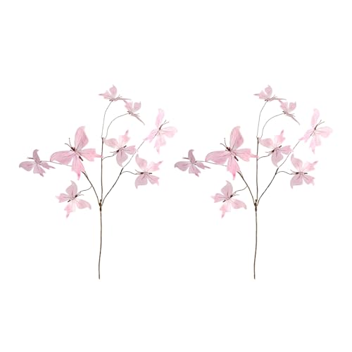 2pcs Kunsthaut Getrockneter Zweig Dekoration Seiden Schmetterling Blüten Innenpartyversorgungen Displays Set Safe to Child Fade Proof Party Dekoration Blumenbündel von MLWSKERTY