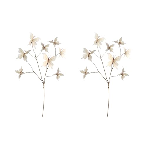 2pcs Kunsthaut Getrockneter Zweig Dekoration Seiden Schmetterling Blüten Innenpartyversorgungen Displays Set Safe to Child Fade Proof Party Dekoration Blumenbündel von MLWSKERTY