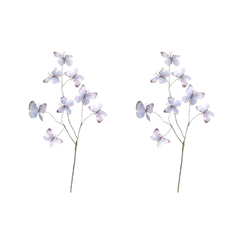 2pcs Kunsthaut Getrockneter Zweig Dekoration Seiden Schmetterling Blüten Innenpartyversorgungen Displays Set Safe to Child Fade Proof Party Dekoration Blumenbündel von MLWSKERTY