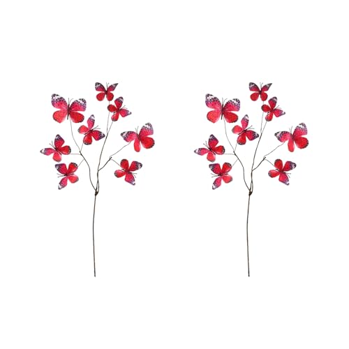 2pcs Kunsthaut Getrockneter Zweig Dekoration Seiden Schmetterling Blüten Innenpartyversorgungen Displays Set Safe to Child Fade Proof Party Dekoration Blumenbündel von MLWSKERTY