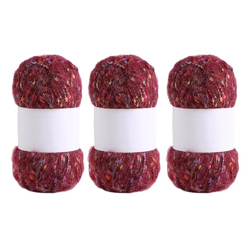 3 Rollen Bequeme Häkelfäden Regenbogen Farbpunkte Mohair Garn Hand Stricken Weich Für Hutdecke Schals von MLWSKERTY