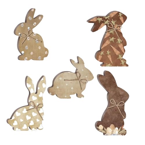 MLWSKERTY 5pieces Holzkaninchen Tisch Ornament Holzschild Für Frühlingsfestival Stufe Tablett Dekoration Urlaub Party Mittelstücke Handgefertigte Verzierung von MLWSKERTY